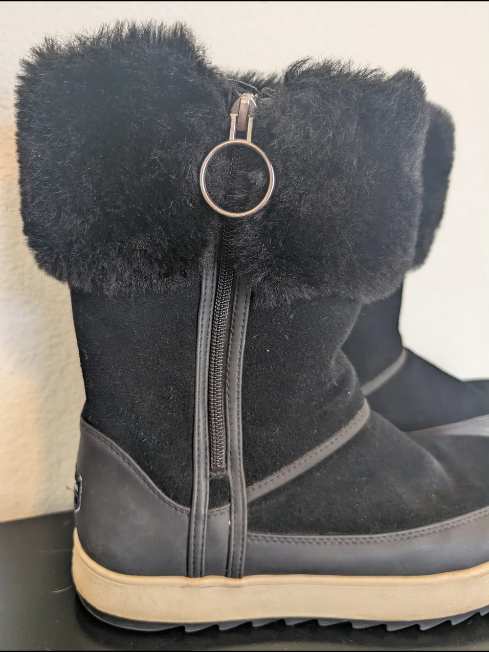 UGG Koolaburra by UGG Women's Tynlee Suede Fur High Boots Black